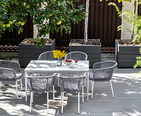 Малага обеденный стол из HPL 140х80см, цвет молочный, каркас белый