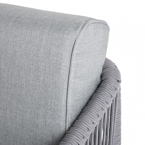 Канны левый модуль плетеный из роупа, каркас алюминий белый муар, роуп светло-серый круглый, ткань светло-серая фото 7