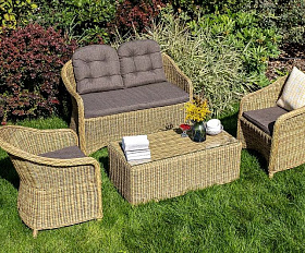 Диван двухместный Равенна 4SIS из искусственного ротанга, цвет соломенный