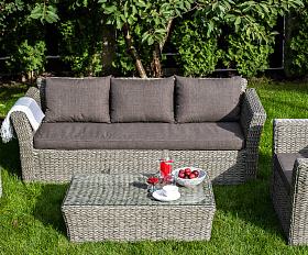 Капучино лаунж-зона из искусственного ротанга (гиацинт), цвет серый
