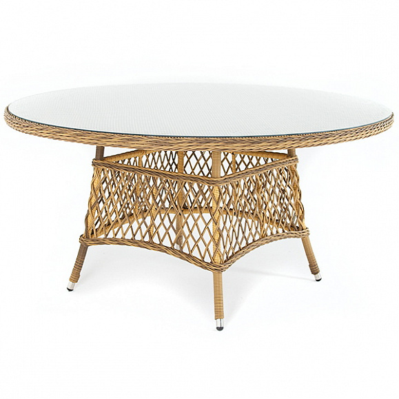 Эспрессо плетеный круглый стол, диаметр 150 см, цвет соломенный фото 1