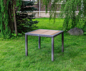 Обеденный стол Amelia Royal Family из искусственного ротанга 90 см, цвет серый