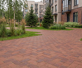 Тротуарная клинкерная брусчатка ЛСР Ливерпуль 200х100х50 мм, бордо