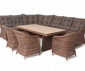 Обеденная группа Бергамо 4SIS из искусственного ротанга, цвет коричневый