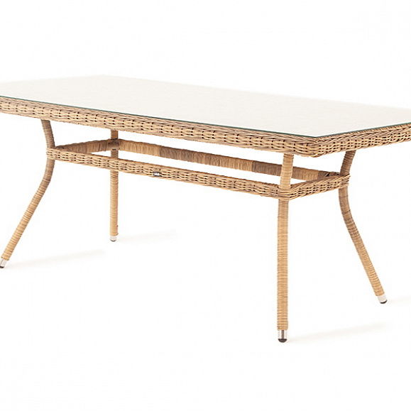 Латте плетеный стол из искусственного ротанга 200х90см, цвет соломенный фото 1