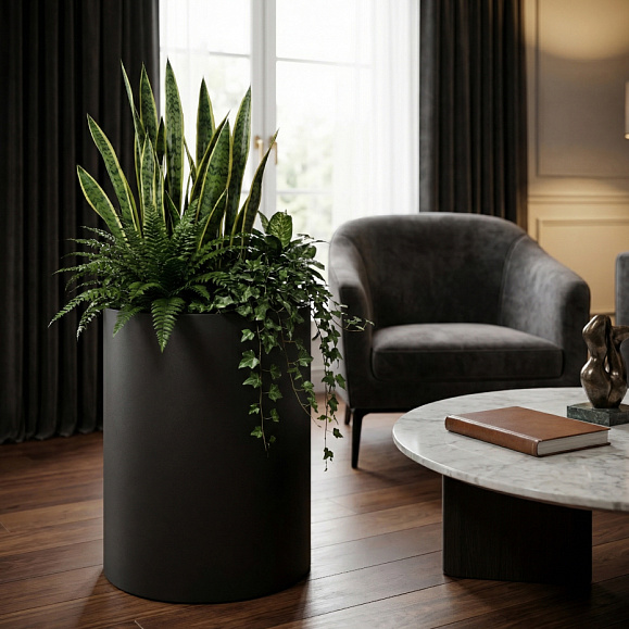 Кашпо Concretika Тюб Макси D40H60 Идеально черный фото 1