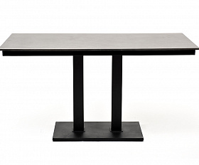 Каффе обеденный стол из HPL 140х70см, цвет серый гранит, подстолье двойное черное