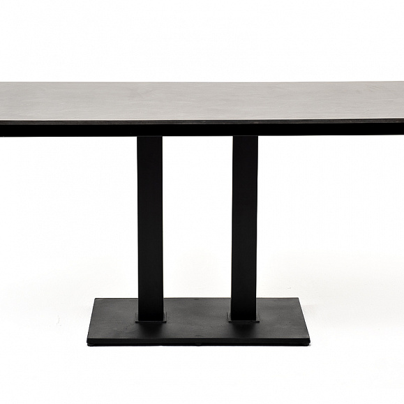 Каффе обеденный стол из HPL 140х70см, цвет серый гранит, подстолье двойное черное фото 2