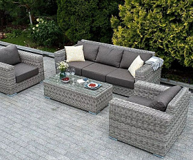 Столик журнальный Боно 4SIS из искусственного ротанга, цвет серый