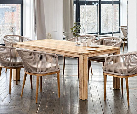 Обеденная группа Мадейра 4SIS из роупа (веревки) на 6 персон, цвет бежевый