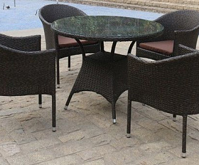 Обеденный комплект плетеной мебели T190A/Y350A-W53 Brown (4+1)