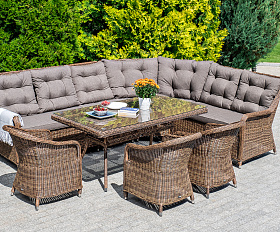 Латте плетеный стол из искусственного ротанга 160х90см, цвет коричневый