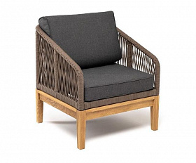 Кресло Канны 4SIS из роупа (веревки), основание дуб, цвет коричневый