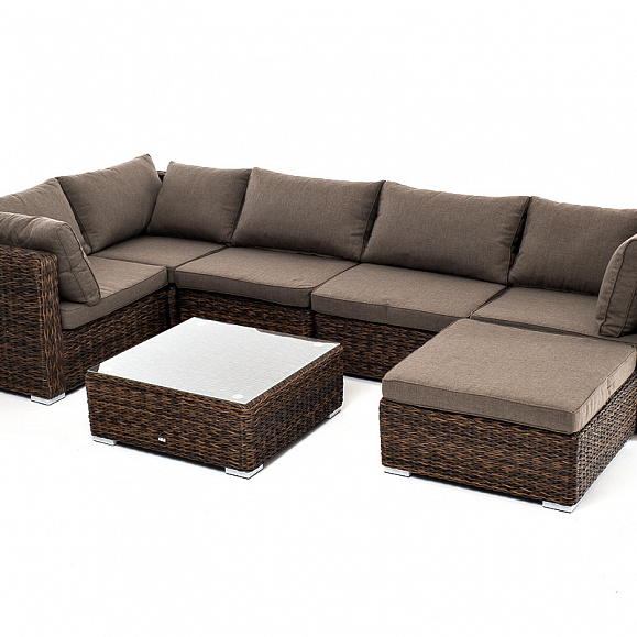 Лунго трансформирующаяся лаунж-зона из искусственного ротанга (гиацинт), цвет коричневый фото 1