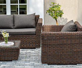 Капучино лаунж-зона из искусственного ротанга, цвет коричневый