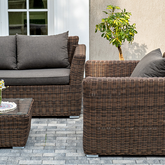 Капучино лаунж-зона из искусственного ротанга, цвет коричневый фото 4