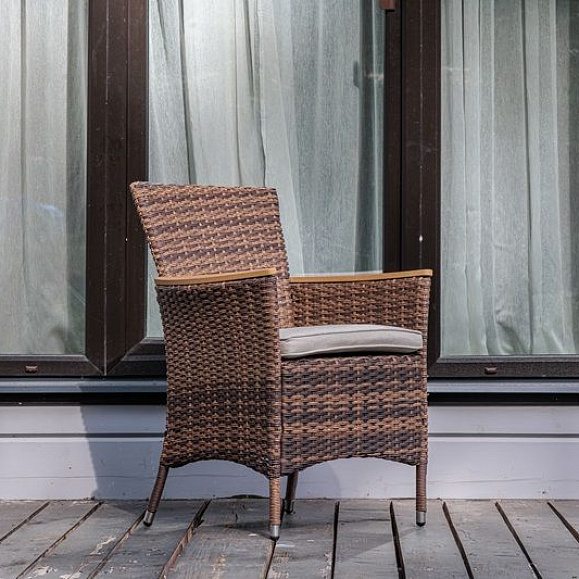 Обеденное кресло Amelia Royal Family из искусственного ротанга, цвет коричневый фото 5