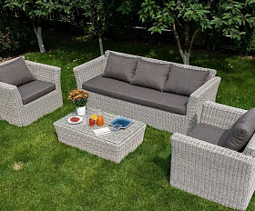 Диван трехместный Капучино 4SIS из искусственного ротанга, цвет бежевый