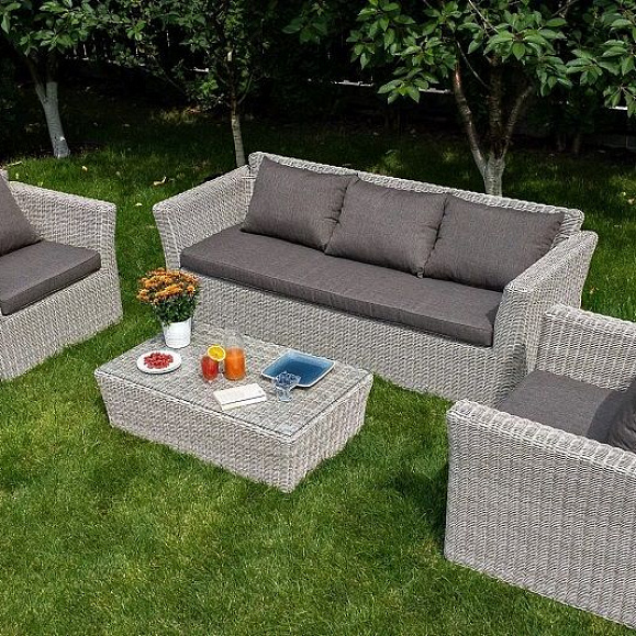 Диван трехместный Капучино 4SIS из искусственного ротанга, цвет бежевый фото 7