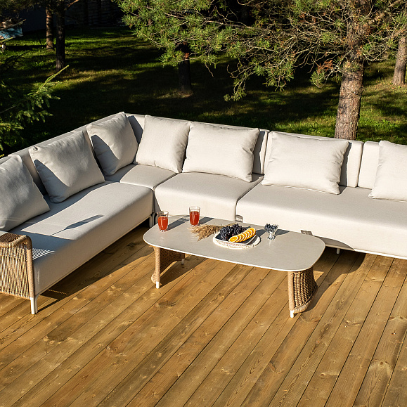 Мальдивы трансформирующаяся лаунж-зона из искусственного ротанга, цвет соломенный фото 3