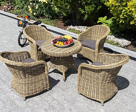 Кофейный столик Равенна 4SIS из искусственного ротанга, цвет соломенный