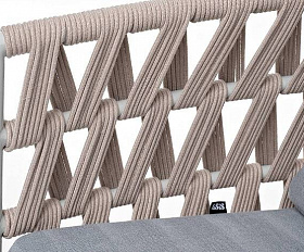 Кресло Диего 4SIS плетеное из роупа, каркас алюминий светло-серый (RAL7035) муар, роуп бежевый круглый, ткань светло-серая