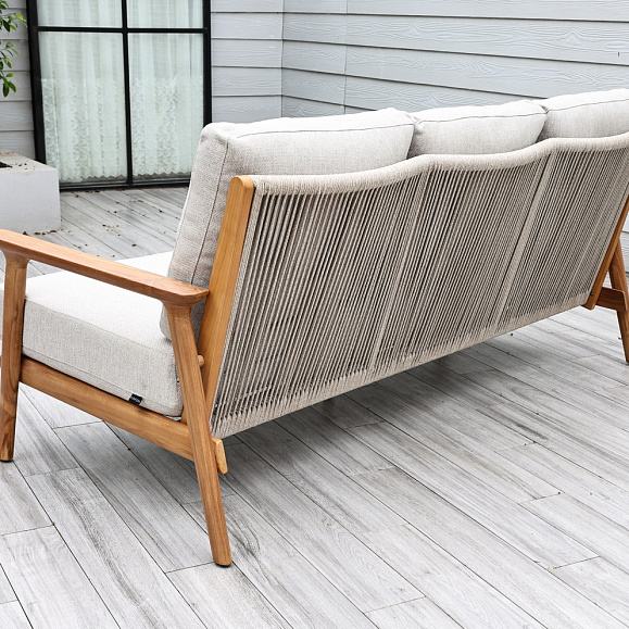 Копенгаген лаунж-зона 5-местная плетеная из роупа, каркас тик, цвет бежевый фото 4