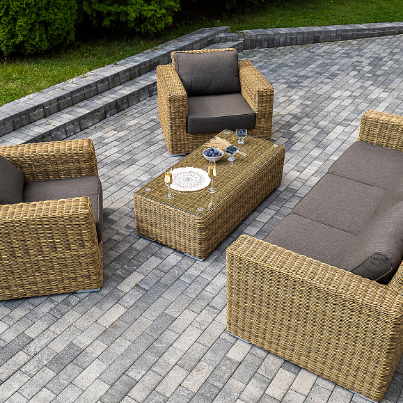 Боно лаунж-зона из искусственного ротанга, цвет соломенный фото 4