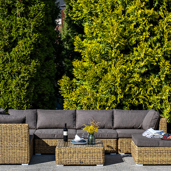 Лунго трансформирующаяся лаунж-зона из искусственного ротанга (гиацинт), цвет соломенный фото 6