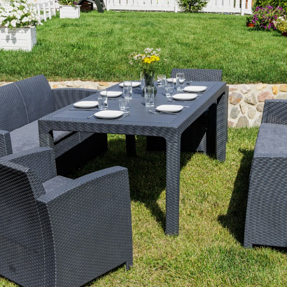 Обеденный комплект Grand Lana Dining XL Royal Family из пластика, цвет графит фото 1