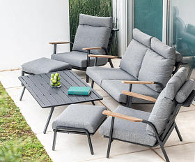 Комплект лаунж мебели Malmo Brafritid с 2-х местным диваном, антрацит/серый, алюминий
