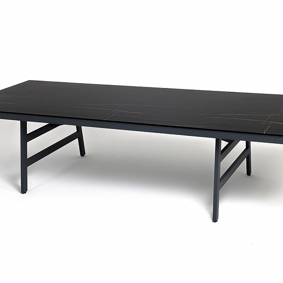 Рио стол из HPL 300х120см, цвет столешницы черный мрамор, угол R3мм фото 1
