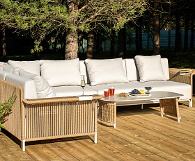 Мальдивы трансформирующаяся лаунж-зона из искусственного ротанга, цвет соломенный