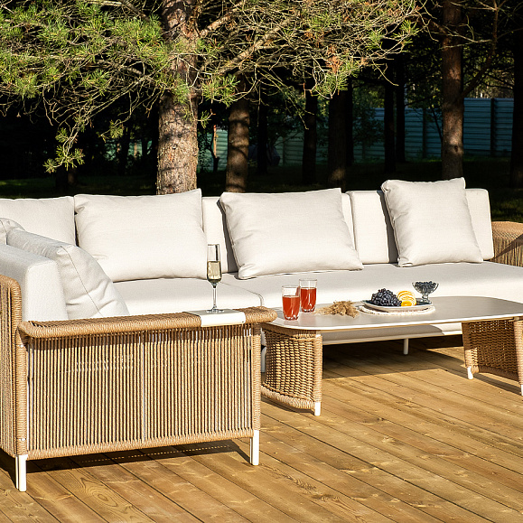 Мальдивы трансформирующаяся лаунж-зона из искусственного ротанга, цвет соломенный фото 5