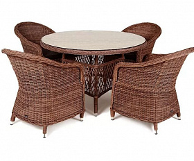 Обеденная группа Равенна 4SIS из искусственного ротанга, цвет коричневый
