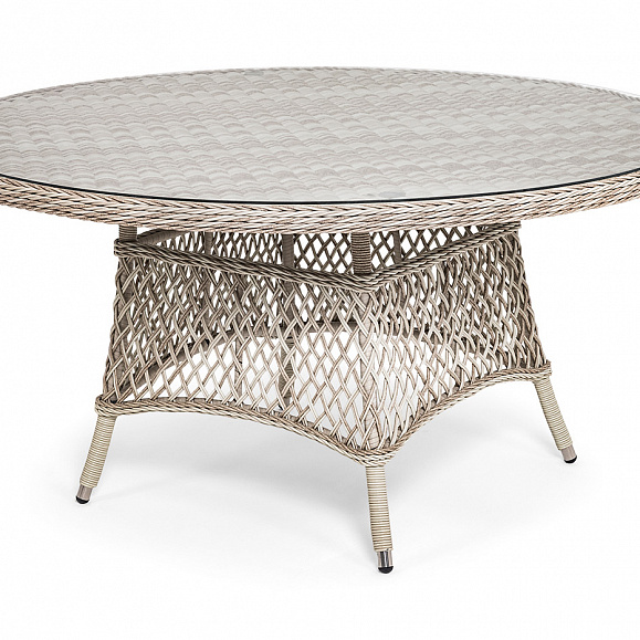 Эспрессо плетеный круглый стол, диаметр 150 см, цвет бежевый фото 1