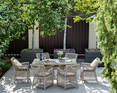 Обеденная Латте 4SIS группа плетеная, цвет бежевый