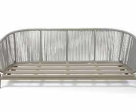 Прато диван трехместный из искусственного ротанга, цвет светло-серый, каркас под дерево (холодно-бежевый)