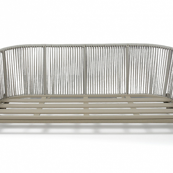 Прато диван трехместный из искусственного ротанга, цвет светло-серый, каркас под дерево (холодно-бежевый) фото 6