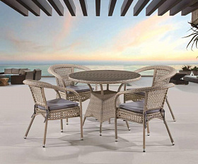 Комплект плетеной мебели Лион-1C T220CT/Y32-W85 Latte 4Pcs (4+1)