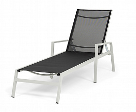 Парма шезлонг, каркас алюминий светло-серый (RAL7035) муар, ткань текстилен темно-серая