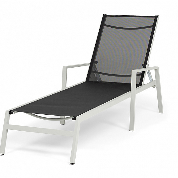 Парма шезлонг, каркас алюминий светло-серый (RAL7035) муар, ткань текстилен темно-серая фото 2