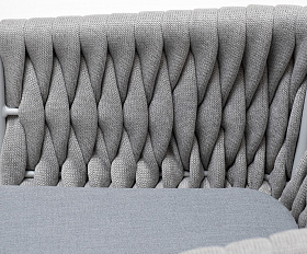 Монако стул плетеный из роупа, каркас алюминий светло-серый (RAL7035) муар, роуп светло-серый 40 мм, ткань светло-серая