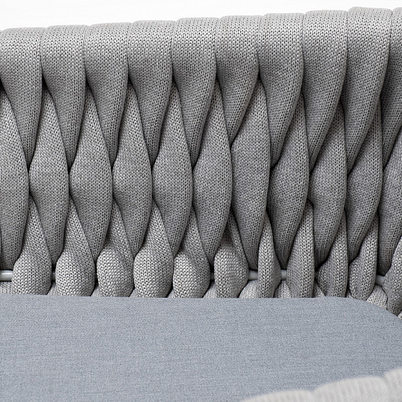 Монако стул плетеный из роупа, каркас алюминий светло-серый (RAL7035) муар, роуп светло-серый 40 мм, ткань светло-серая фото 6