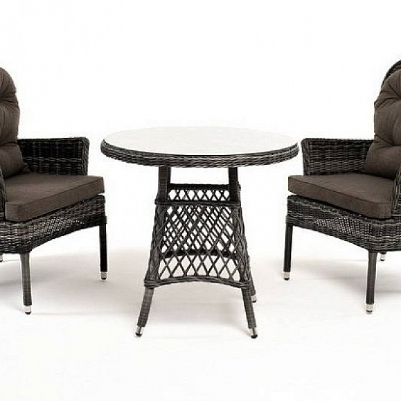 Кофейный Алиса 4SIS комплект из искусственного ротанга, цвет графит фото 1