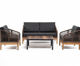 Лаунж-зона 4-местная Канны 4SIS из роупа (веревки), основание дуб, цвет коричневый