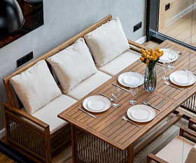 Обеденный комплект Grand Michelle с диваном Royal Family из дерева, цвет бежевый