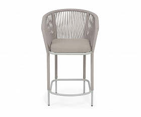 Марсель стул полубарный плетеный из роупа, каркас из стали светло-серый (RAL7035) муар, роуп бежевый круглый, ткань Mossle бежевая, пос.H65