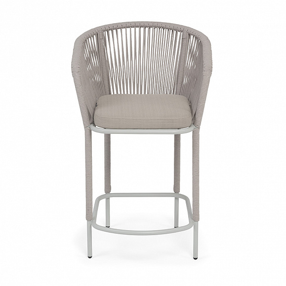 Марсель стул полубарный плетеный из роупа, каркас из стали светло-серый (RAL7035) муар, роуп бежевый круглый, ткань Mossle бежевая, пос.H65 фото 3