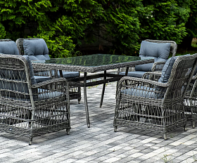 Обеденная Цесена 4SIS группа плетеная из искусственного ротанга, цвет графит
